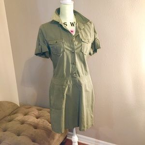 Olive Green Military Drop Waist J Crew Dress